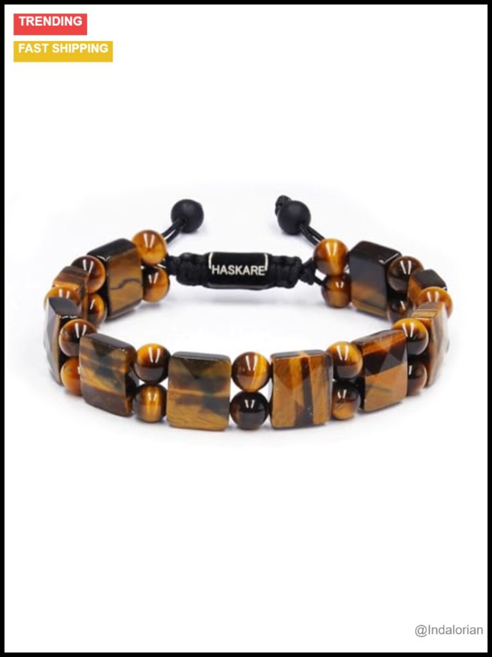Natural Tiger Eye Gemstone Beaded Bracelet Adjustable Drawstring Healing